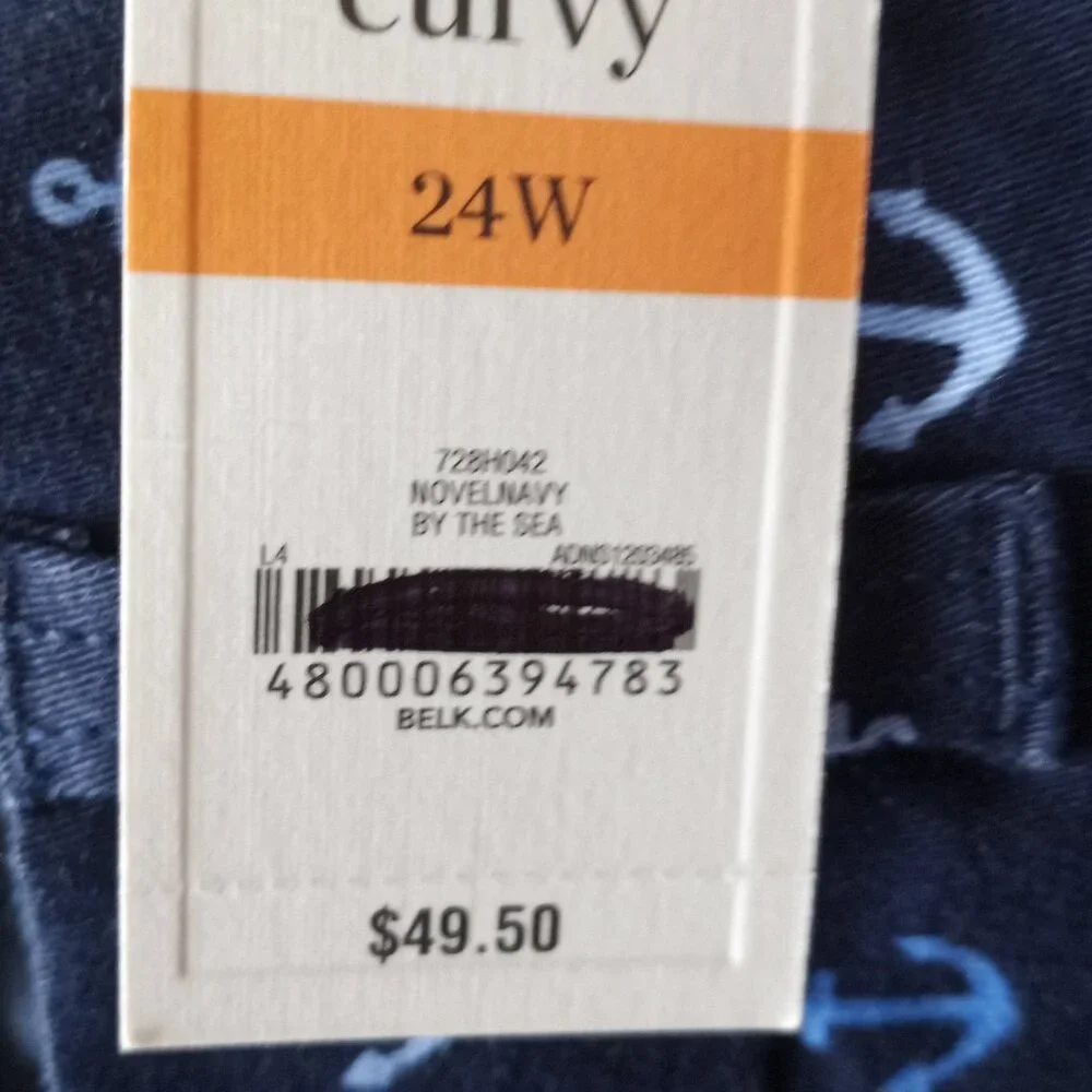 'crown & ivy' 24W Curvy Short Navy/Blues Anchor NWT - Picture 2 of 10